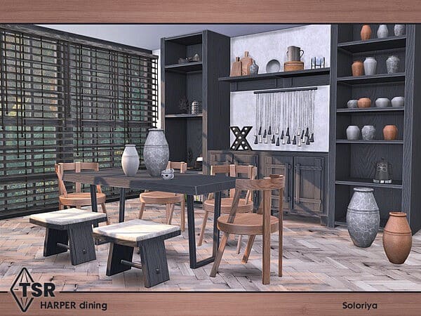 Sims 4 cc Pack Harper Dining Furniture Pack CC Obrázok