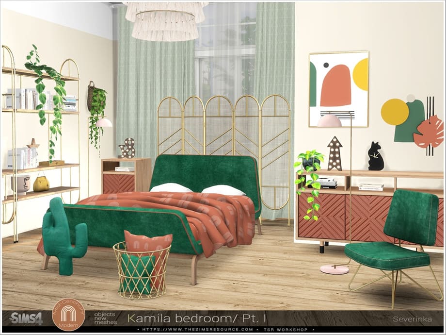 mid century modern bedroom cc