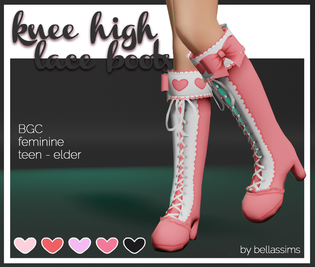 sims 4 shoes cc knee high lace boots