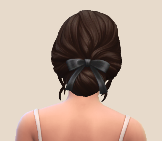 screenshot of sims 4 hair cc on a female sim, look from behind
