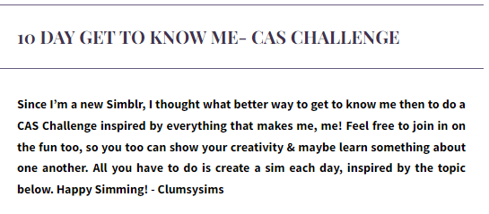 Sims 4 CAS challenge