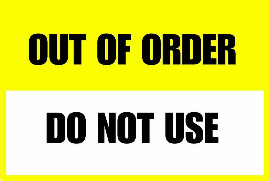 out of order do not use printable