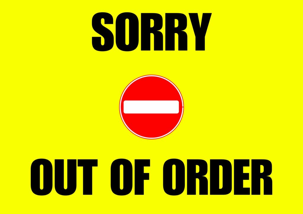 sorry out of order printable